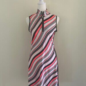 Tail Activewear Dress Golf Tennis UPF 50+ Diagonal Lines Mock Neck Zip/Pocket XS
